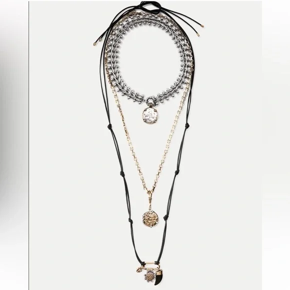 ZARA pack of 3 horn, coin, charm necklaces. NWT